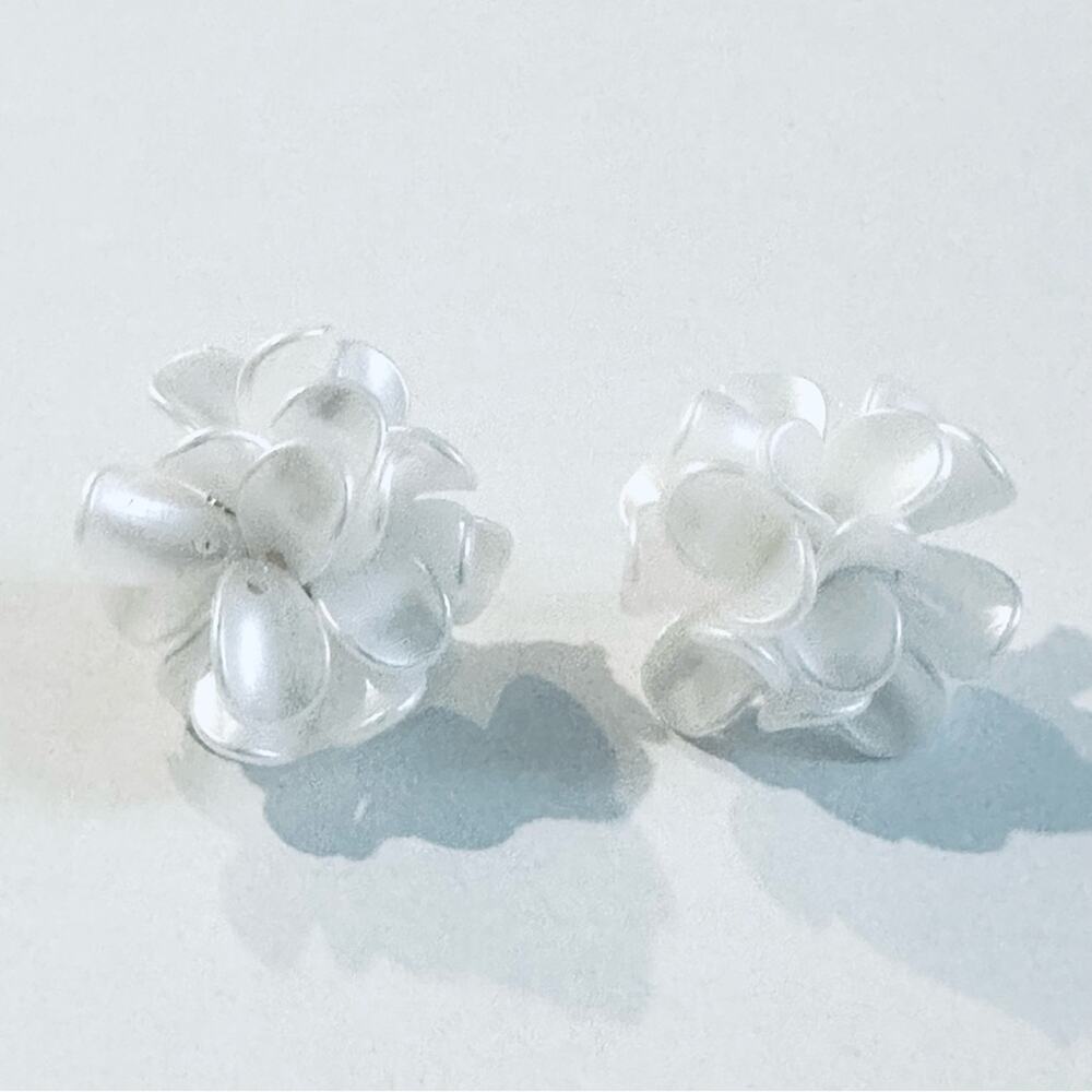 White Flower Petal Earrings Bride